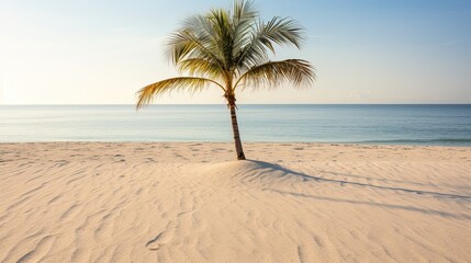White Sand Beach with Palm Tree Shadow