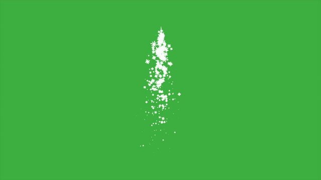 White magic snow element cartoon effect loop animation on green screen background, moving from bottom to top