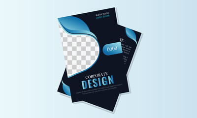 Simple book cover design template with blue color combination . 