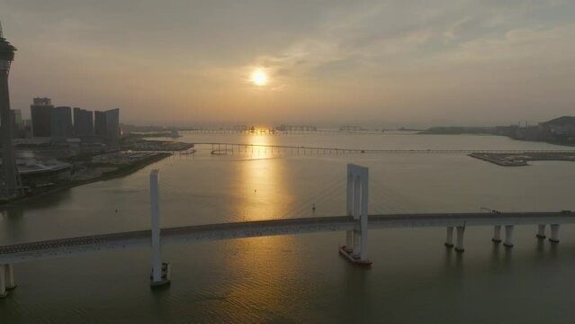Sai Van Bridge & Macau Tower at Sunrise