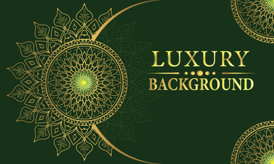 luxury ornamental mandala design with green color  background in gold color mandala . 