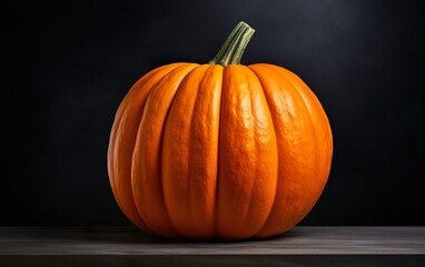 Orange realistic pumpkin on a dark background