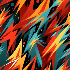 chaotic bright multicolored graphic seamless pattern