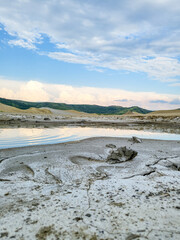 Landscape at active mud volcanoes of Berca, Vulcanii noroiosi near Berca, Buzau, Wallachia, Romania