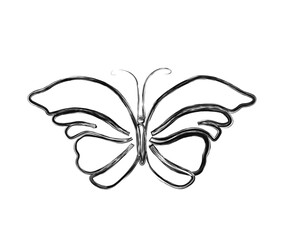 Minimal Butterfly illustration. Simple butterfly draw in stylized ink brush drawing vector design.
