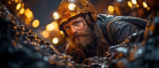 gold miner working underground.