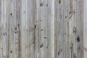 Old wooden background made of thin boards. The old wooden wall darkened with time, with many nails.