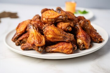 Fototapeta premium air fried chicken wings on white porcelain plate