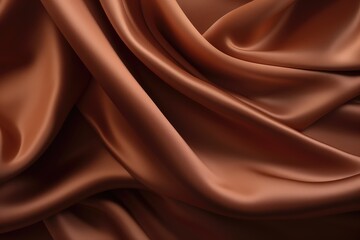 Fototapeta premium Brown silk fabric background - generative ai