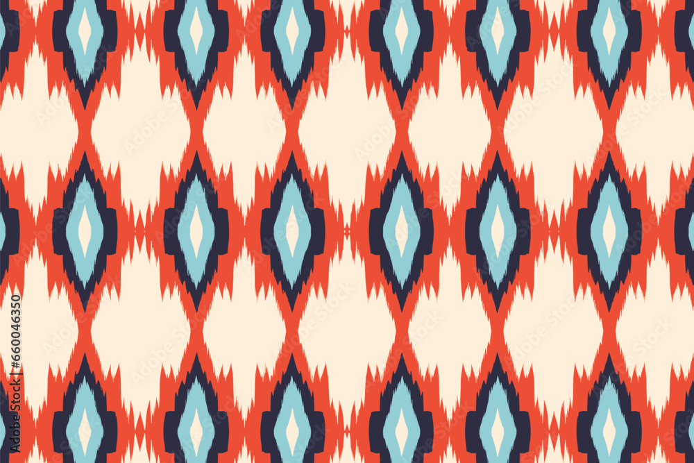 Canvas Prints Egyptian Ikat seamless pattern, Precise abstract repetitive tribal design. For fabric textile wallpaper background backdrop.