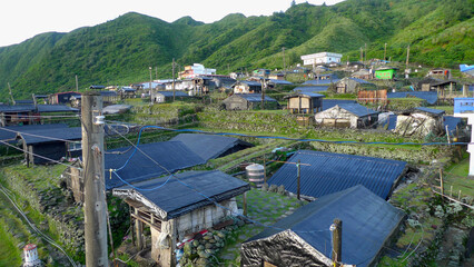 The underground houses of  the Yami tribe near the mountains in the West Pacific (Lanyu, Taiwan)