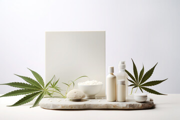 Obraz na płótnie Canvas Natural Alternative medicine and cosmetics, CBD, cannabis, hemp, marijuana leaves