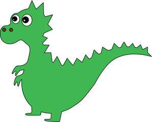 Green cartoon dragon for decoration and design.
