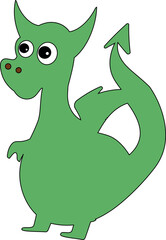 Green cartoon dragon for decoration and design.