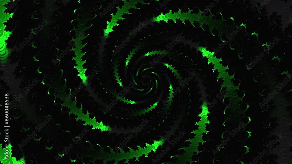 Wall mural abstract colorful green textured fractal line twisted in the centre. tunnel background loop able mod