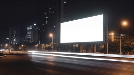 Advertising mock up blank billboard at night time with street light with copy space for public information board billboard blank for outdoor advertising poster