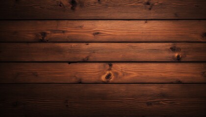 Empty, dark wooden background illuminated by retro light bulbs, with copy space