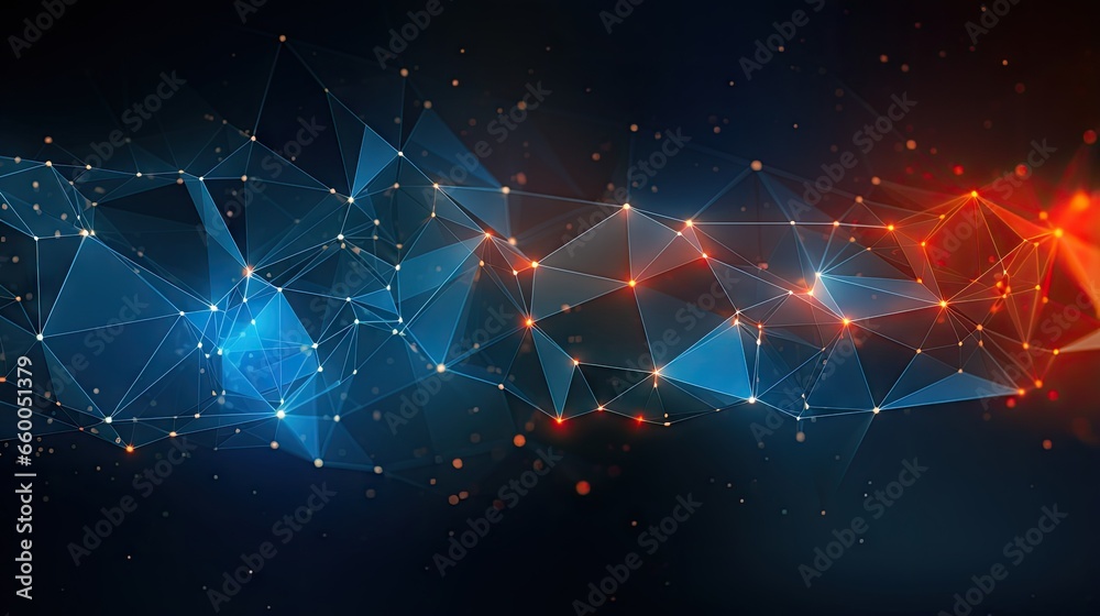 Poster High quality illustration of a global network connection through abstract polygonal background dots and lines representing digital technology and communication concept