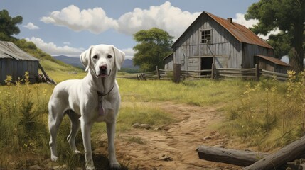 Obraz na płótnie Canvas Farm protection by white canine