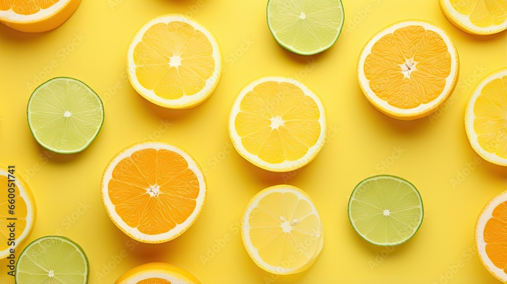 Aufkleber fruit minimal concept with summer citrus composition on pastel background