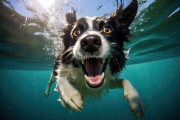 Border Collie Swimming Underwater
