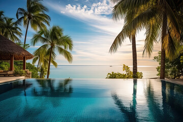 Fototapeta na wymiar Infinity Pool in Tropical Paradise