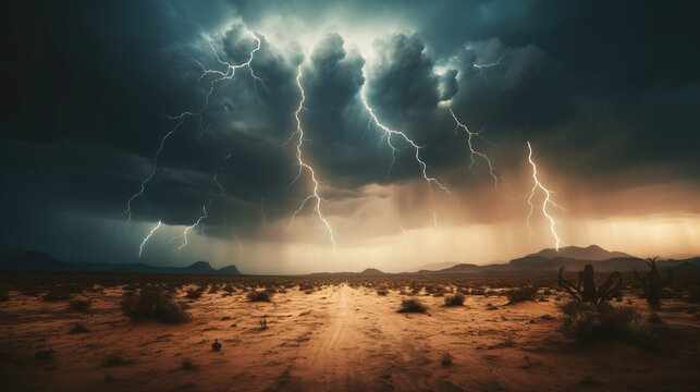  Intense Lightning Storm over the Desert