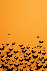 orange background, black bats