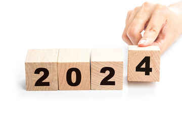 symbolize the change from 2023 to the new year 2024. 2024 happy new year concept.