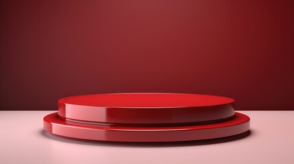 3d Luxury Red Blank Podium Background