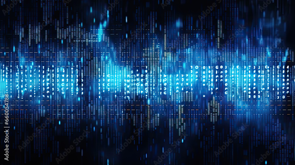 Wall mural digital binary code on a black background.