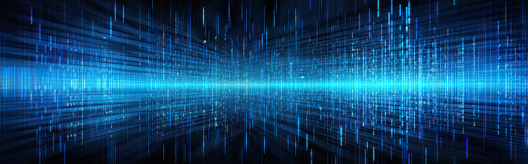 Blue matrix digital background. Abstract cyberspace concept.