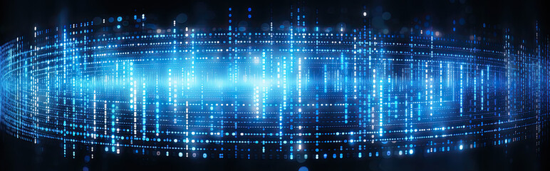 Blue matrix digital background. Abstract cyberspace concept.
