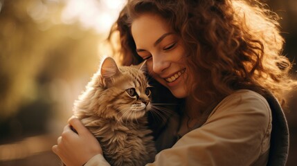Woman Playing with Her Cat Inside Home Brown Tone Photography