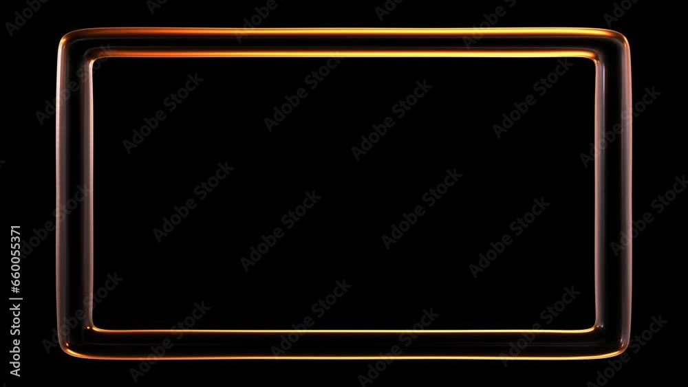 Poster animation of glowing rectangle frame isolated on black background in 3d rendering.