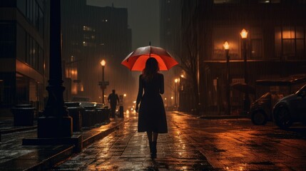 Woman Wearing Dress Holding a Umbrella Alone at Quiet CIty Photography