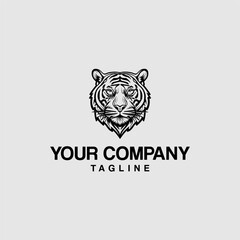 Premium illustration black and white tiger head logo