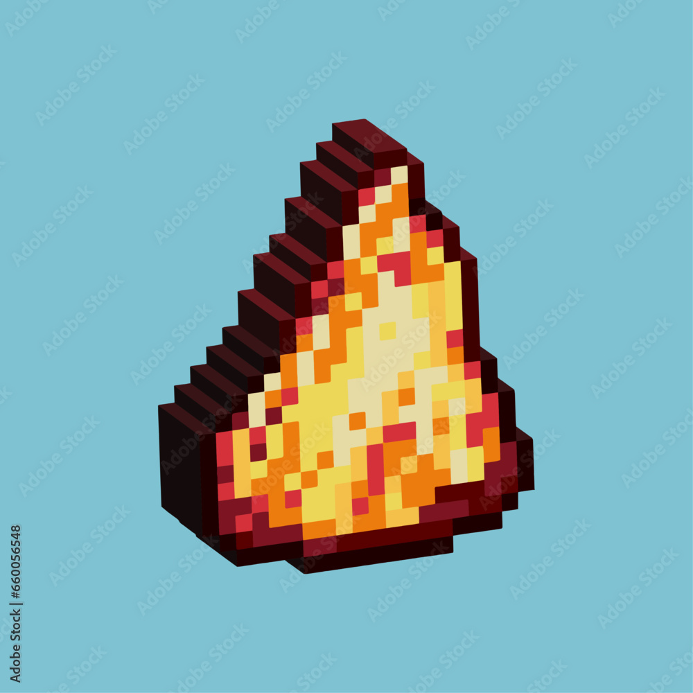 Poster isometric pixel art 3d of golden material gems for items asset. golden material on pixelated style.8