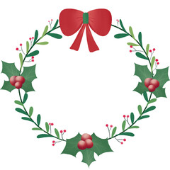 Holly christmas wreath clipart minimal