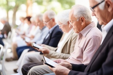 Seniors attending a digital workshop on tablets, highlighting the inclusivity of the digital age - AI Generated