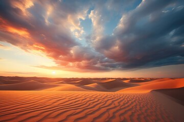 Fototapeta na wymiar sunset in the desert - generative ai