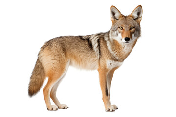 Portrait of little Fox isolated on transparent png background, animals wildlife concept, Animal in the jungle, dangerous time.