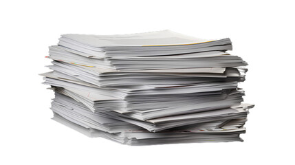 Stack Of Business Documents Papers. Isolated on Transparent background.