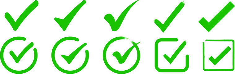 Green сheck mark icons set.  Validation icon vector.  © Ira