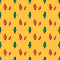 Seamless pattern Autumn leaf border. Gift wrap and scrapbook. Vector illustration for wallpaper, gift paper, fill patterns, web page backgrounds, autumn greeting cards.