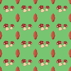 Seamless pattern Autumn leaf border. Gift wrap and scrapbook. Vector illustration for wallpaper, gift paper, fill patterns, web page backgrounds, autumn greeting cards.