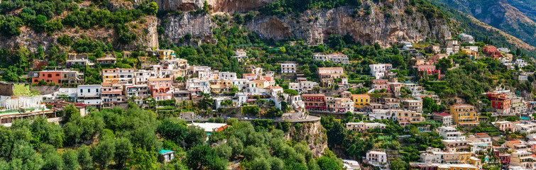 Fototapeta na wymiar Panoramic view of Positano - a cliffside village on southern Italy's Amalfi Coast.