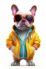 Generative AI illustration of dog dressed in hip hop clothes
