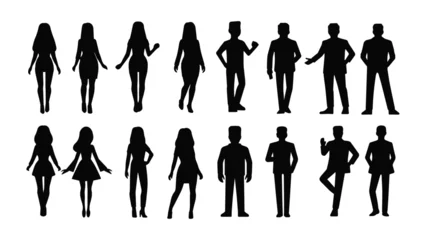 Foto op Plexiglas Working people silhouette set collection vector, business men and business women character full body black icon isolated on awhite background © sahutian