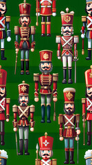 Seamless Tile, Christmas Holiday Gift Wrap, Wrapping Paper, Repeating Pattern, Nutcracker Soldiers - Generative AI